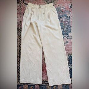 Reformation Cream High-Rise Straight Leg Pants